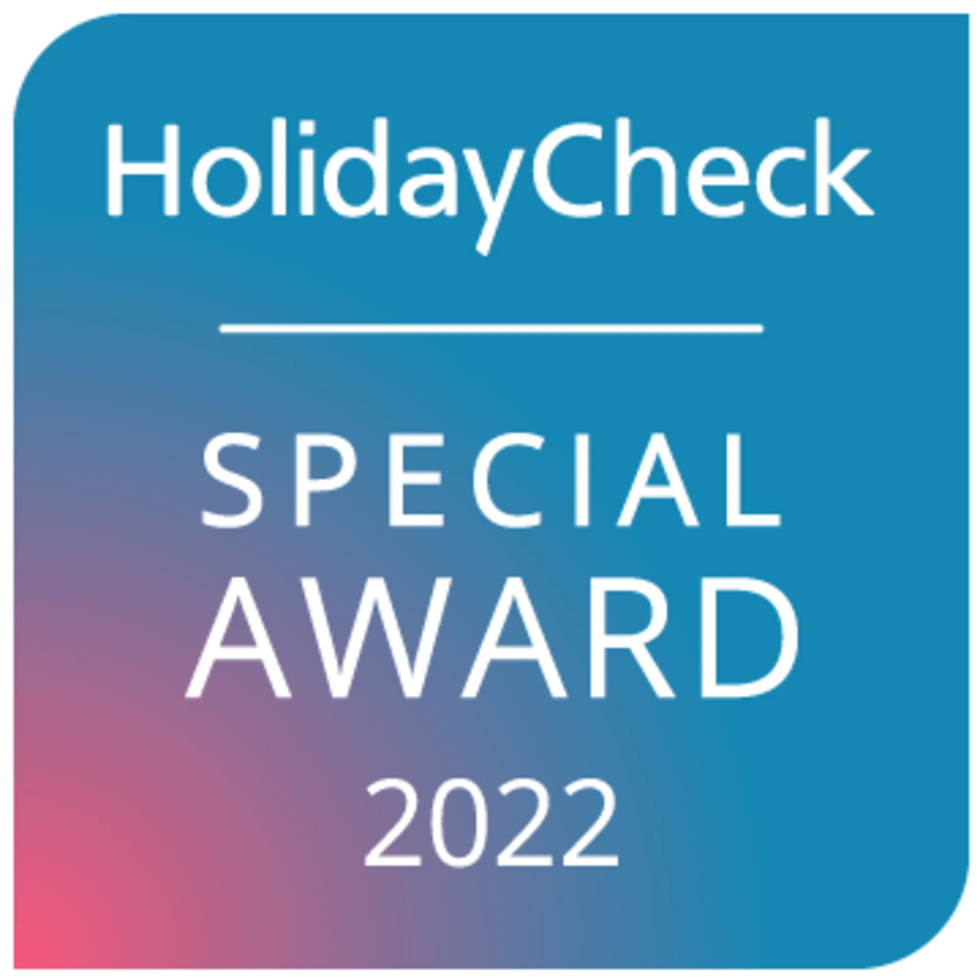 Bewertungen HolidayCheck Sonderauszeichnung 2022 blau-pink